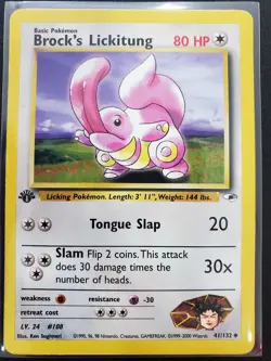 Pokemon Card - Brock's Lickitung Gym Heroes 41/132 Uncommon 1st Edition MP - Image 4