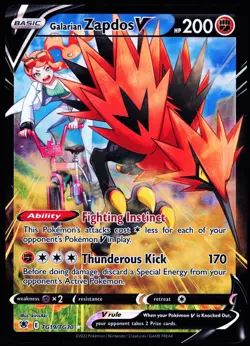 Pokemon Card- Galarian Zapdos V Astral Radiance Trainer Gallery #TG19/TG30 - Image 1