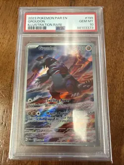 Pokemon Groudon TCG Illustration Rare Card 199/182 Paradox Rift PSA 10 - Image 1