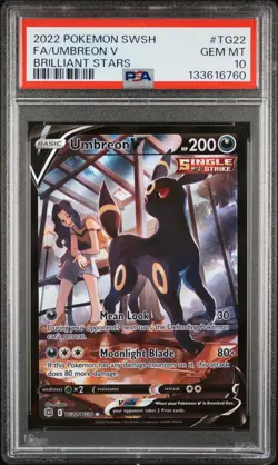 2022 POKEMON SWORD & SHIELD BRILLIANT STARS #TG22 FULL ART/UMBREON V PSA 10 - Image 1