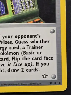 Pokemon TCG: Neo Genesis Card-Flip Game (92/111) 1st Edition *Moderate Play* - Image 4