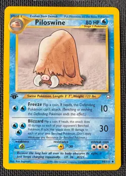 PILOSWINE 44/111 UNCOMMON NEO GENESIS POKEMON FIRST EDITION MP/LP - Image 1