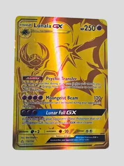 Lunala GX 172/156 Gold Secret Rare Ultra Prism Pokemon Card Full Art Legendary - Image 1