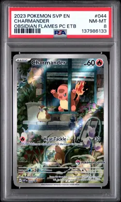 2023 POKEMON OBSIDIAN FLAMES POKEMON CENTER ETB PROMO SVP #044 CHARMANDER PSA 8 - Image 1