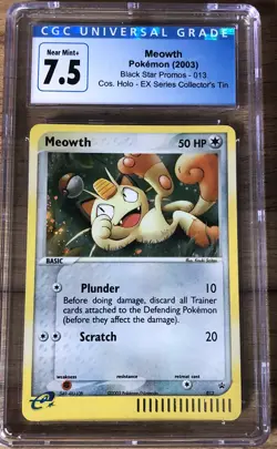 2003 Pokemon Black Star Promo Meowth 013 EX Series Collector’s Tin CGC 7.5 - Image 1