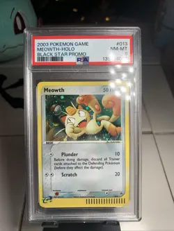 2003 Pokemon Game Meowth Holo Black Star Promo PSA 8 Vintage #13 - Image 1