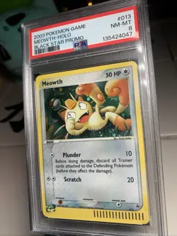 2003 Pokemon Game Meowth Holo Black Star Promo PSA 8 Vintage #13 - Image 2