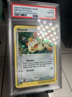 2003 Pokemon Game Meowth Holo Black Star Promo PSA 8 Vintage #13 - Image 3