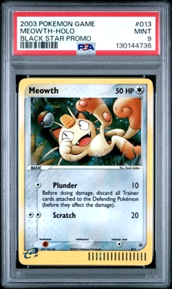 *New Cert* 2003 Pokemon Promo Meowth Holo E Reader Black Star #10 PSA 9 Mint - Image 1