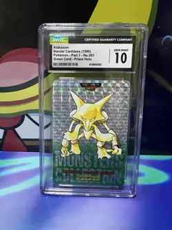 1996 Pokemon Japanese Bandai Carddass Vending #65 Alakazam Prism CGC 10 Pop 22 - Image 1