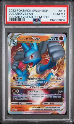 2022 POKEMON SWSH BLACK STAR PROMO LUCARIO VSTAR PREM COLL LUCARIO VSTAR PSA 10 - Image 1
