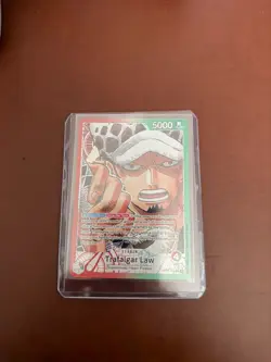 One Piece TCG Trafalgar Law OP01-002 Alternate Art Leader Romance Dawn - Image 2