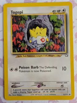 Pokemon TCG Togepi Neo Genesis Unlimited Uncommon Card 51/111 - Image 1