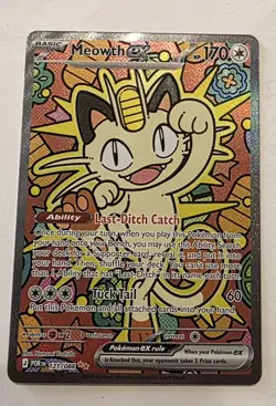 Meowth ex SAR Holo Pokemon TCG Card 170 HP 121/088 - Image 1