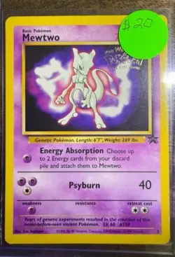 NM-Mewtwo Kids WB Presents Pokemon The First Movie Rare 1998 pokemon card No. 3 - Image 1