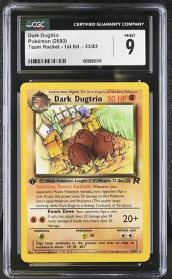 CGC 9 MINT Dark Dugtrio Team Rocket 1st Edition 23/82 Pokemon Card - Image 1