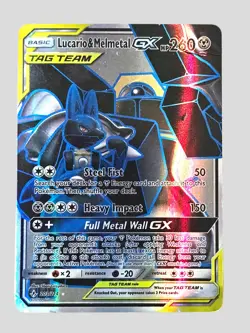 Lucario & Melmetal GX 203/214 Full Art Tag Team Pokemon Card Ultra Rare - Image 1