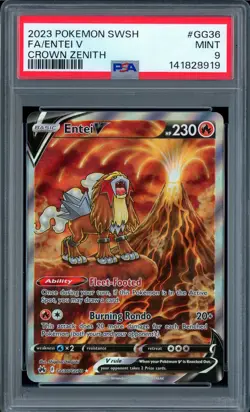 PSA 9 MINT Entei V Full Art Crown Zenith GG36/GG70 Pokemon Card - Image 1