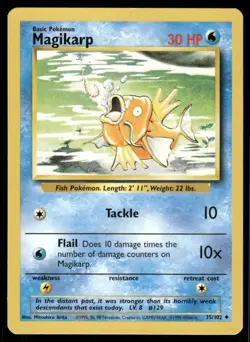 Pokemon Cards Magikarp 35/102 Base Set WOTC Uncommon NM - Image 1