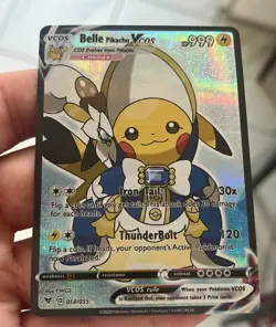 Belle Pikachu VCOS Cosplay Full Art Holo Pokemom Card - Image 1