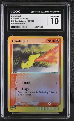CGC 10 GEM MINT Cyndaquil 2003 EX Sandstorm 59/100 Reverse Holo Pokemon Card - Image 1