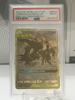 Pokemon Umbreon & Darkrai GX Full Art Holo Card SM241 PSA 8 Tag Team Promo - Image 1