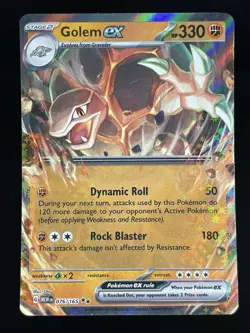 Pokemon Golem EX Scarlet & Violet Holo Rare Card 076/165 - Fast Free Shipping - Image 1