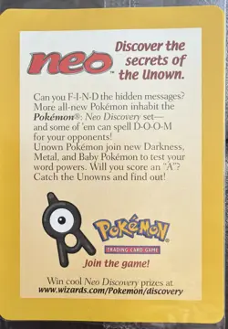 Pokemon TCG: Sealed 2001 Entei Reverse Holo Neo Discovery Black Star Movie Promo - Image 2