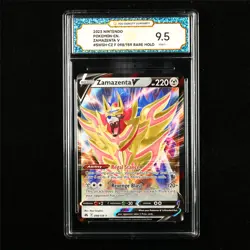 TQG 9.5 MINT+ 2023 Pokemon ENG Zamazenta V 098/159 RARE HOLO - Image 1