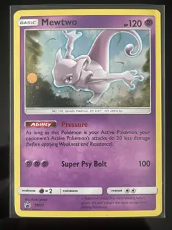 Pokemon Mewtwo SM Promos SM77 Holo Promo Basic 120 HP Pressure Super Psy Bolt - Image 1