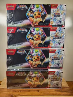 4 x POKEMON PRISMATIC EVOLUTIONS SURPRISE/BOOSTER BUNDLE BOXES- 40 BOOSTER PACKS - Image 1