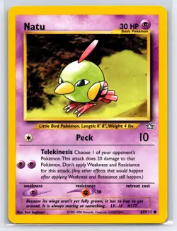 2000 Pokemon TCG - Neo Genesis Natu 67/111 Unlimited - LP - Image 1