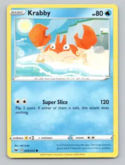 Krabby (043) 043/202 Common SWSH01: Sword & Shield Base Set Pokemon - Image 1