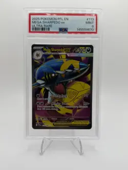 2025 Pokemon Phantasmal Flames Mega Sharpedo ex Ultra Rare #113/094 PSA 9 - Image 1