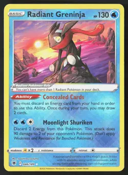 Radiant Greninja 046/189 Radiant Rare Astral Radiance Pokemon Lightly Played - Image 1