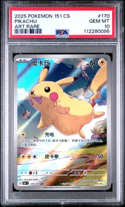 PSA 10 2025 Pokemon 151 Chinese Simplified Pikachu Art Rare #170 GEM MINT - Image 1