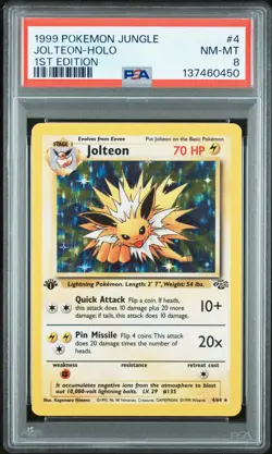 1999 POKEMON JUNGLE 1ST ED #4 JOLTEON-HOLO PSA 8 - Image 1