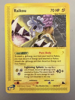 2003 Pokemon, Skyridge, #28/144 Raikou, Rare Never Played - Image 1