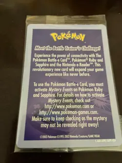 Gentleman Nils Pokemon Battle E-Reader Card 2003 Ruby Sapphire GBA UNOPENED - Image 2
