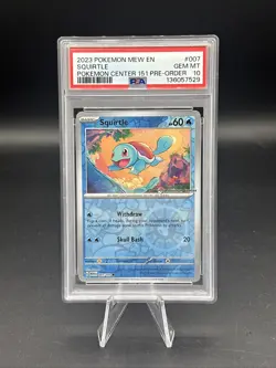 2023 Pokemon Squirtle Mew EN-151 Pokemon Center 151 Pre-order #007 PSA 10 - Image 1