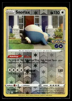 2022 Sword & Shield - Pokemon GO Reverse Holo Snorlax Basic/Rare Holo #55 - Image 1