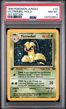 1999 POKEMON JUNGLE 1ST ED #14 VICTREEBEL-HOLO PSA 8 - Image 1