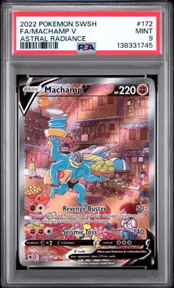 2022 POKEMON SWORD & SHIELD ASTRAL RADIANCE #172 FULL ART/MACHAMP V PSA 9 - Image 1