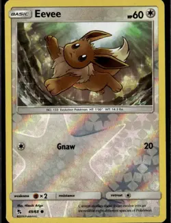 Eevee 49 Common Hidden Fates 49/68 Colorless Reverse Holo Pokemon Card - Image 1