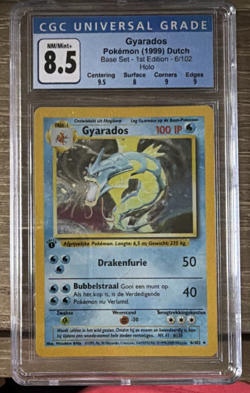 Gyarados 1999 Base Set 1st Edition DUTCH Pokemon Card 6/102 Holo CGC 8.5 - Image 1