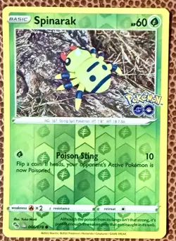 Spinarak Peelable Ditto Pokemon Go Not Peeled Reverse Holo TCG Card - Image 1
