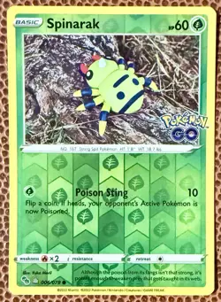 Spinarak Peelable Ditto Pokemon Go Not Peeled Reverse Holo TCG Card - Image 1