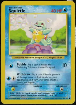 Squirtle 63/102 NM 4th Print 1999-2000 Pokemon Card HQ Scan - Image 1