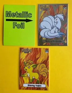 💥 VULPIX & NINETALES Evolution Pokemon ART Cards 1997 “SHINY” Set 2 PC SET 💥 - Image 1