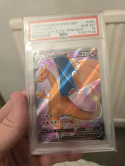 Pokemon Charizard v SWSH050 Promo Champions Path ETB 2020 PSA 10 Graded Card - Image 1